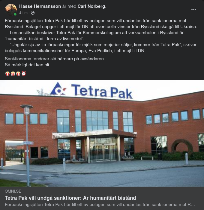 Humanitärt Bistående Tetra Pak