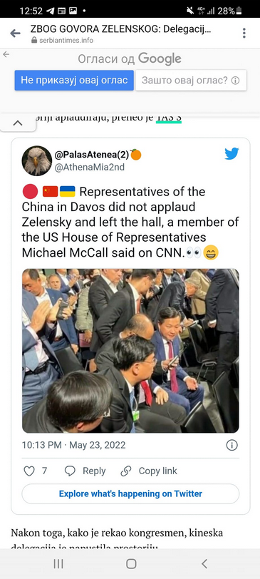 Inga Kinesiska Applåder För Zelensky I Davos