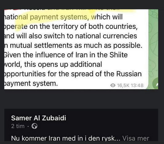 Iran, Ryssland & Betalningssystem