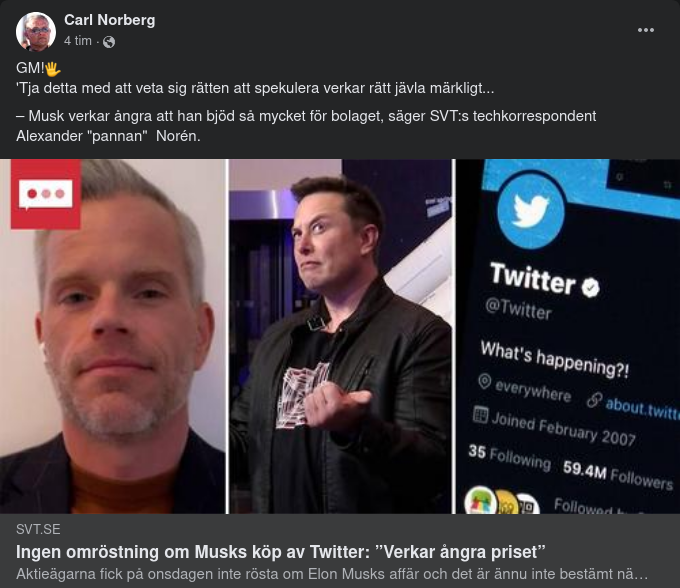 SVT-Spekulation Om Ångrande Musk