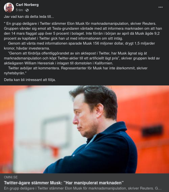 Marknadsmanipuleringsstämd Musk