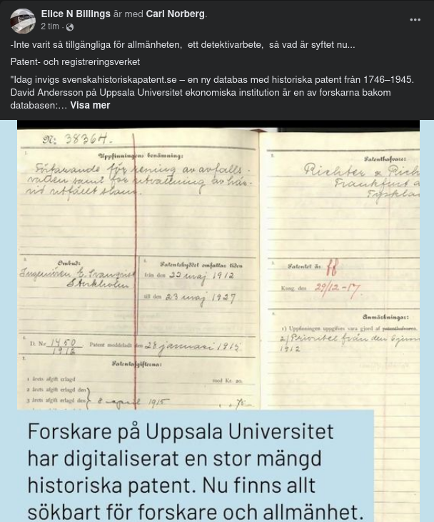 Allmän Digital Åtkomst Till Historiska Patent