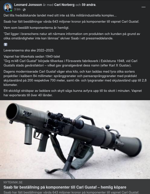 Hemlig Carl Gustaf Komponentköpare