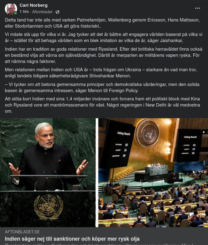 Indien Köper Mer Rysk Olja