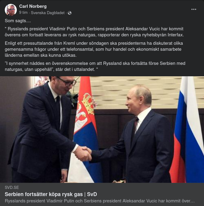 Serbien Köper Rysk Gas