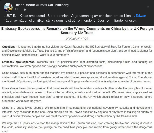 Kina Från Ambassaden I Storbritannien