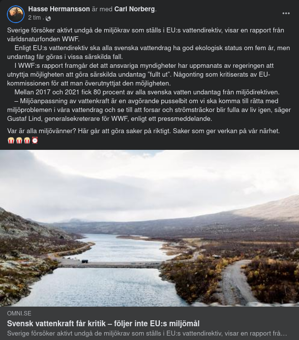 EU:s Miljömål & Svensk Vattenkraft