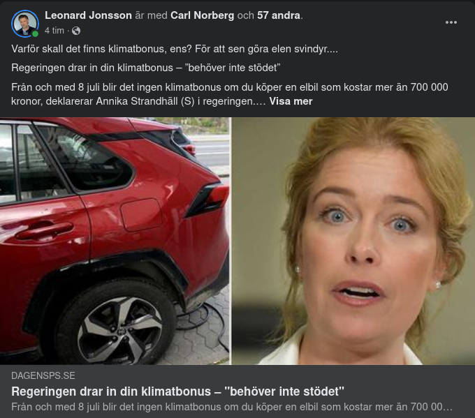 Klimatbonusindragande Regering