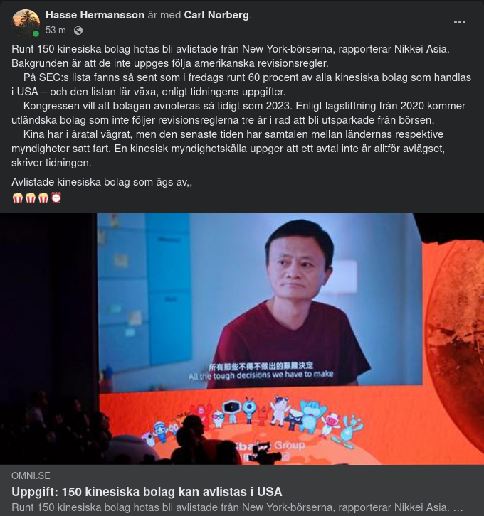 Kinesiska Bolag & New York-Börserna