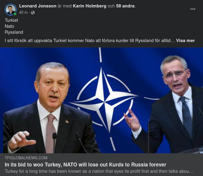 Stollenberg Erbjuder Turkiet Kurder