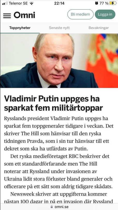Generalsparkande Putin