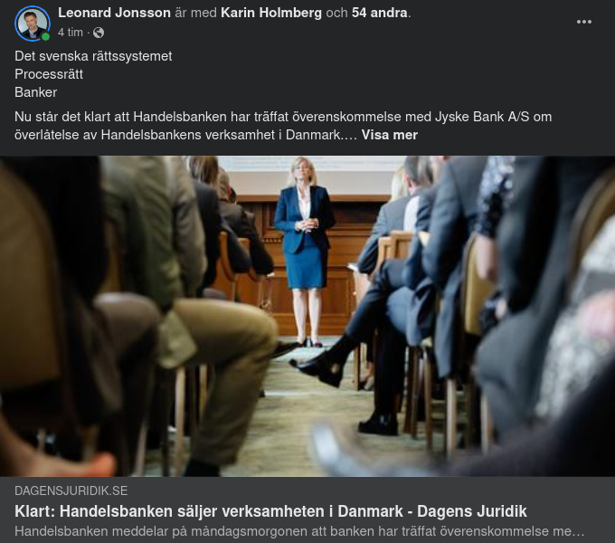 Handelsbanken Säljer Dansk Verksamhet