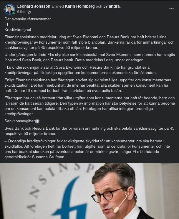 FI Ger Anmärkningar & Sanktionsavgifter För Kreditprövningsbrister