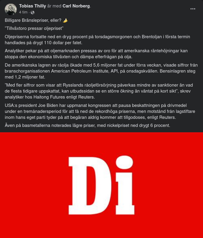 Oljepriser Pressade Av Tillväxtoro