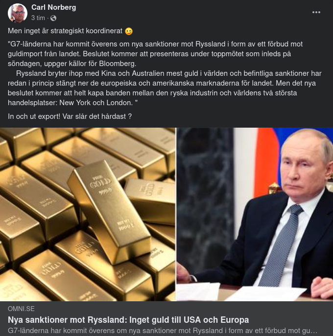 Guldsanktionerat Ryssland