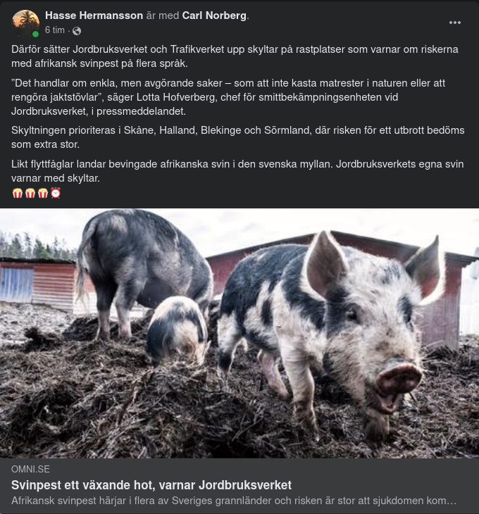 Afrikansk Svinpest & Skyltande Jordbruksverk