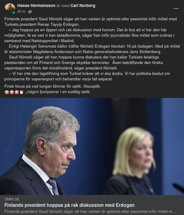 Niinistö Hoppas På Rak Diskussion