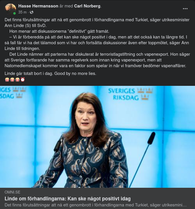 Linde Förberedd På Något Positivt Idag...Men...