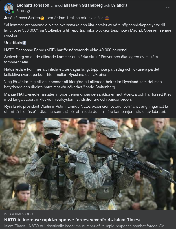 Nato Ökar Snabbresponsstyrkor Sjufaldigt