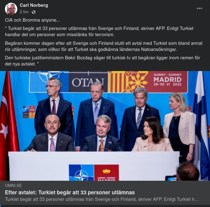 Turkiet Begär 33 Personer Terroristutlämnade