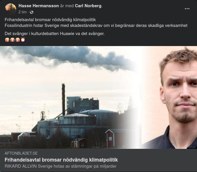 Klimatpolitiskt Bromsande Frihandelsavtal