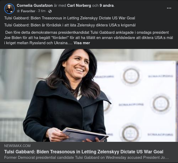 Tulsi Anser Biden Förrädisk