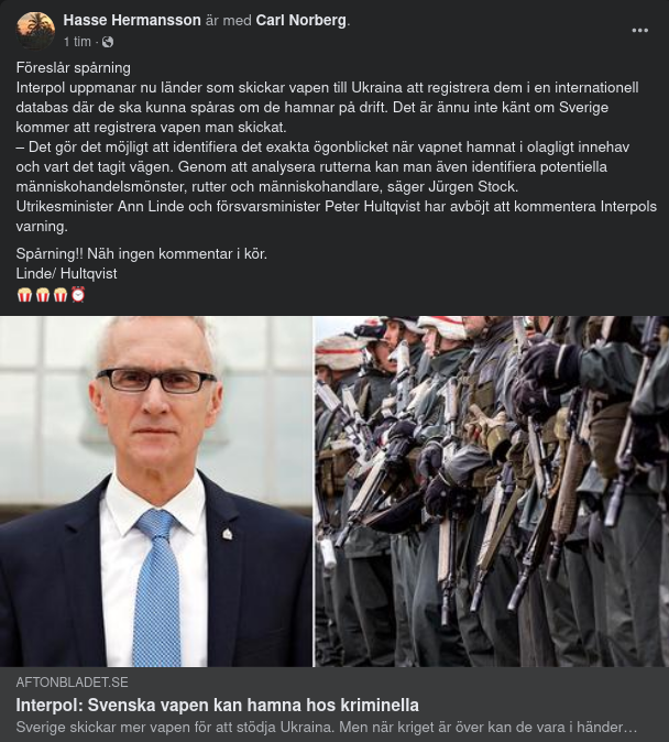 Vapenspårningsuppmande Interpol