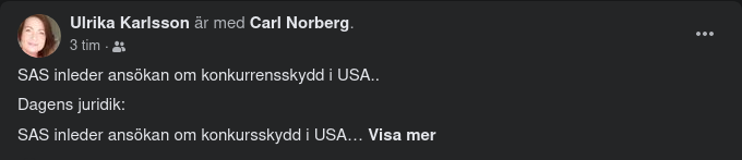SAS Ansöker OM Konkursskydd I USA