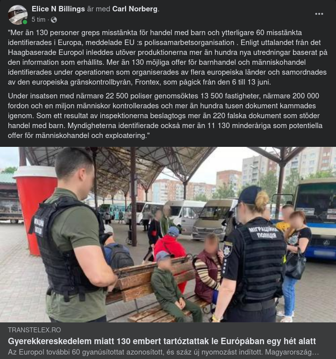 Europeisk Barnhandelsmotverkande Insats Utan Svensk Medial Täckning