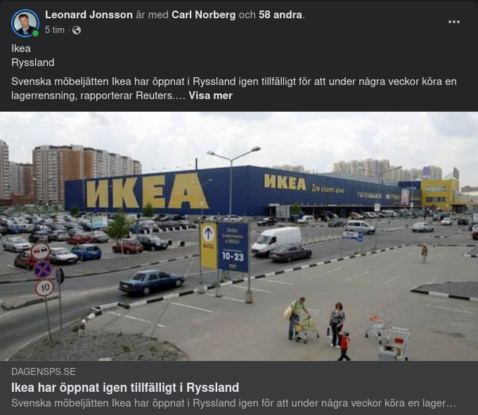 Lagerrensande IKEA I Ryssland