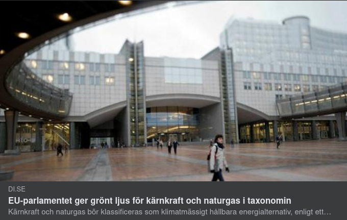Kärnkraft & Naturgas Klimatmässigt Hållbart I EU:s Taxonomi