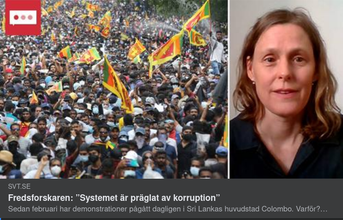 Korruption I Sri Lanka Säger Fredsforskaren I SVT