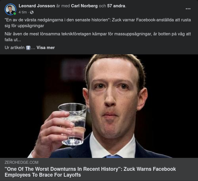 Zuckerberg Flaggar För Personalminskningar