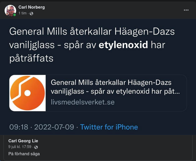 Etylenoxidglass Återkallad