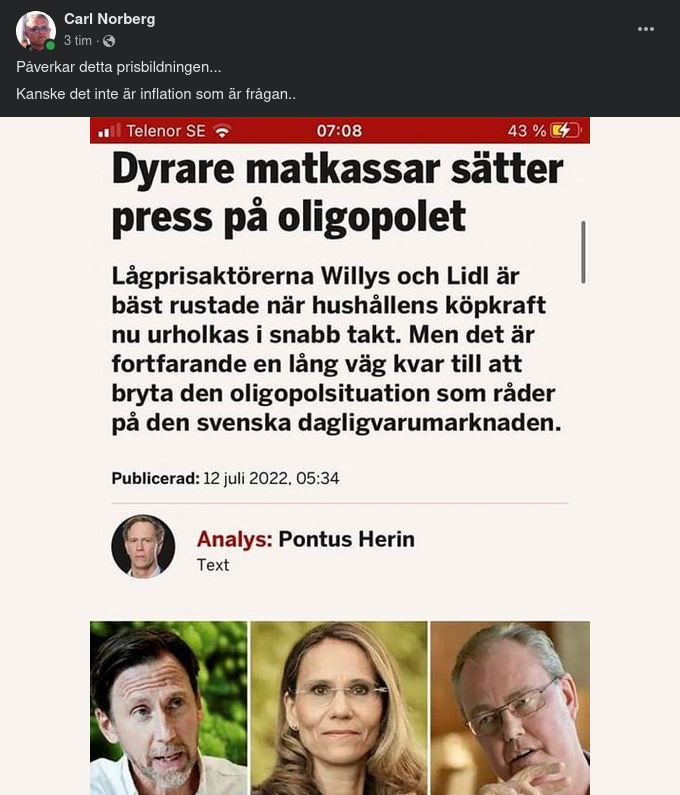 Mat, Prisbildning & Inflation