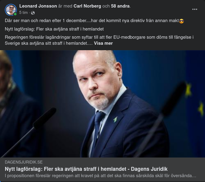 Lagförslag För Straffavtjänande I Hemlandet