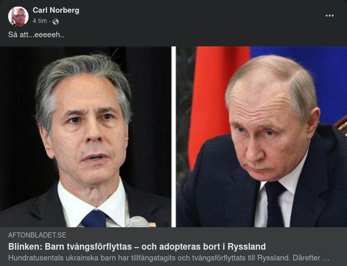 Barnflyttande Ryssar I Ukraina Enligt Blinken