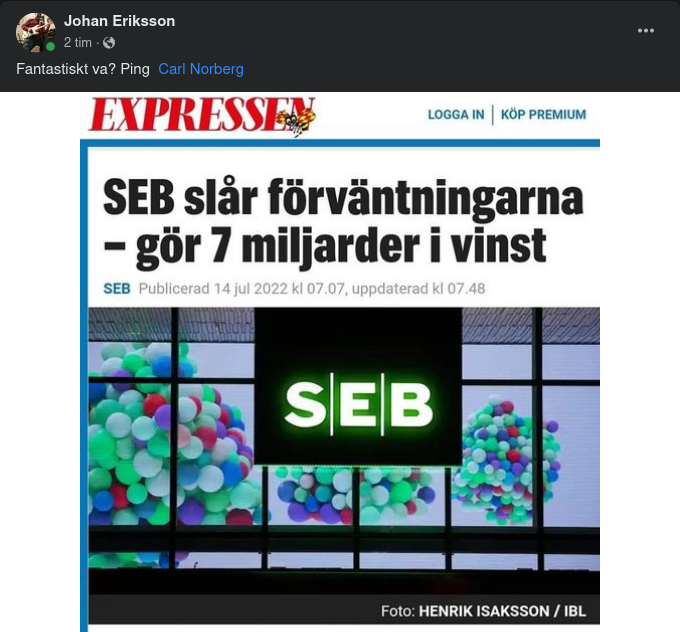 Förväntningsslående SEB-Vinst