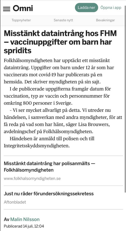 Dataintrång Hos FHM & Vårdnadshavarlämplighet