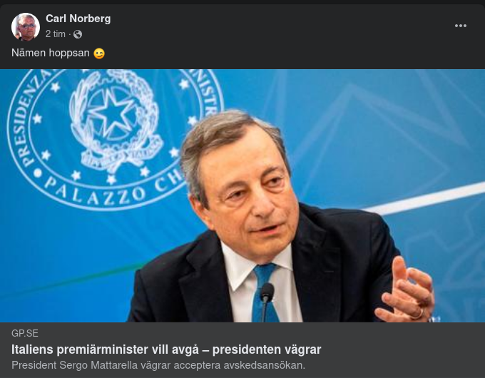 Italiens President Accepterar Inte Premiärministerns Avskedsansökan