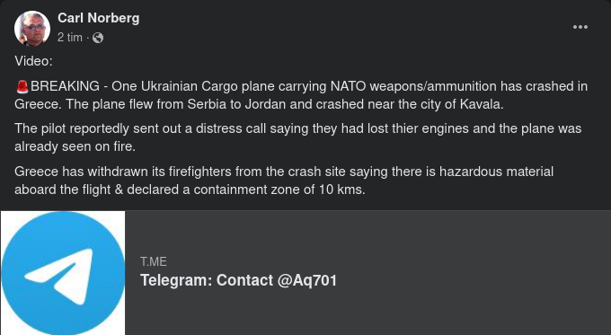 Ukrainskt Plan Med Nato-Vapen Störtat I Grekland