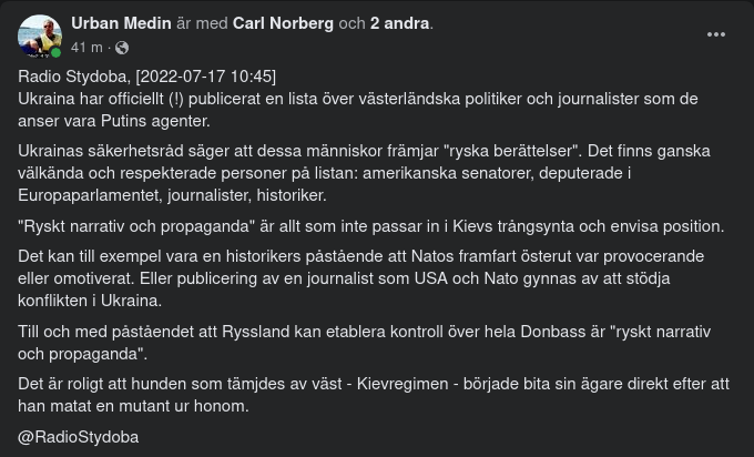 Ukrainsk Lista Över Västerländska Putin-Agenter