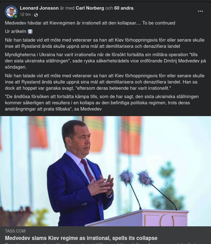 Medvedev Om Kollapsande Kiev-Regim