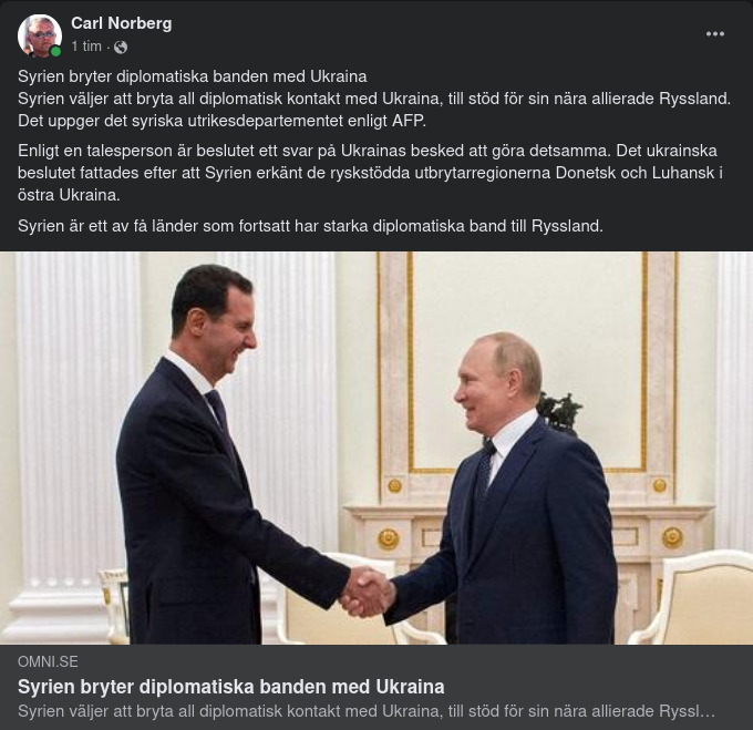 Syrien Bryter Diplomatiska Band Med Syrien