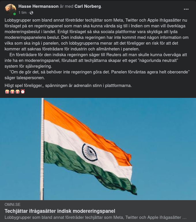 Indisk Modereringspanel Ifrågasatt Av Techjättar