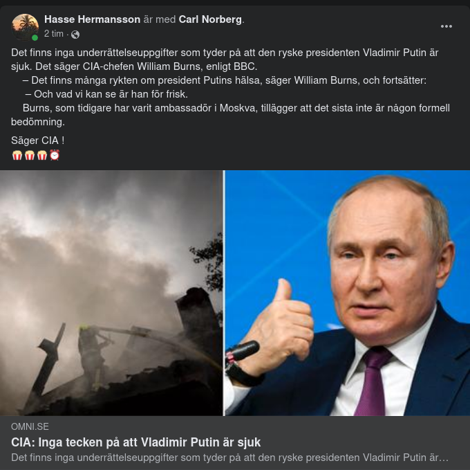 CIA Friskförklarar Putin