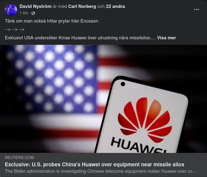 Amerikansk Oro För Informationsinfångande Huawei-Utrustning