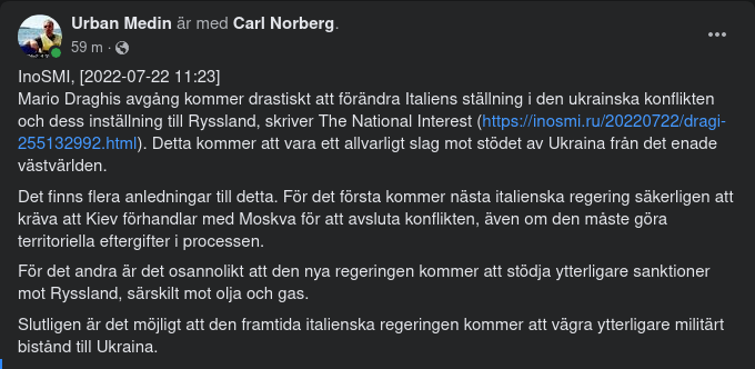 Draghis Avgång & Ukrainakonflikten