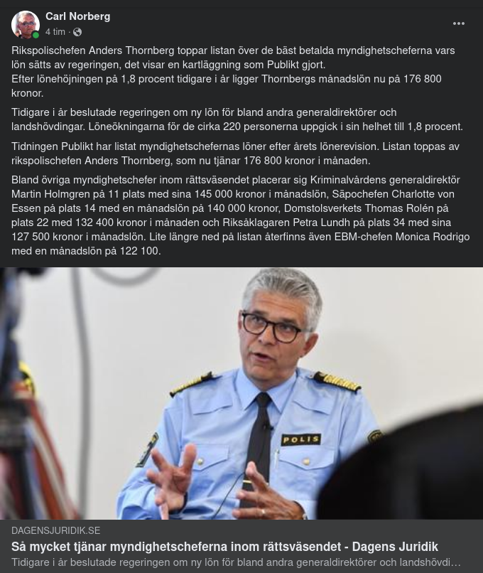 Myndighetschefslöner Inom Rättsväsendet