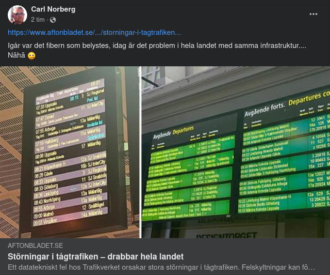 Belysta Tågstörningar